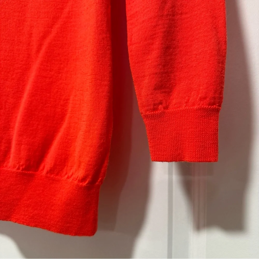 J. Crew Women’s Bright Orange 100% Merino Wool Crew Neck Sweater Size Small